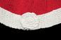 Preview: Hand knitted baby cap in red and white with a head circumference 40 cm 15,75 inch